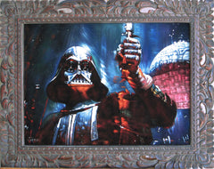 Darth Vader with Death Star; Star Wars Art ; Original Oil Painting on Black Velvet ;   by Jorge Terrones -(size 18"x24")-p1 J185