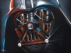 Darth Vader with Obi-Wan Kenobi; Star Wars Art ; Original Oil Painting on Black Velvet ;   by Jorge Terrones -(size 18"x24")-p1 J221