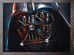 Darth Vader with Obi-Wan Kenobi; Star Wars Art ; Original Oil Painting on Black Velvet ;   by Jorge Terrones -(size 18"x24")-p1 J221
