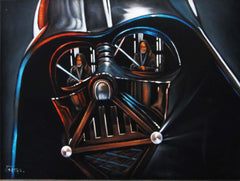 Darth Vader with Obi-Wan Kenobi; Star Wars Art ; Original Oil Painting on Black Velvet ;   by Jorge Terrones -(size 18"x24")-p1 J221