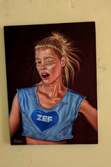 Yolandi Visser Of Die Antwoord;  Original Oil painting on Black Velvet by Jorge Terrones - #j416