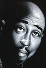Tupac Shakur portrait; 2Pac  ; Original Oil painting on Black Velvet by Zenon Matias Jimenez- #JM98