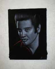 Elvis Presley Oil Painting Portrait on Black Velvet; Original Oil painting on Black Velvet by Arturo Ramirez - #R27
